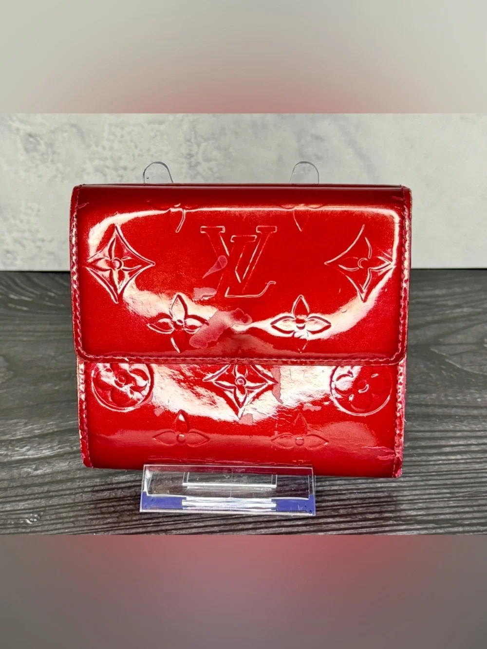 Louis Vuitton Monogram Vernis Red Compact Wallet | TH1018 | Patent Leather